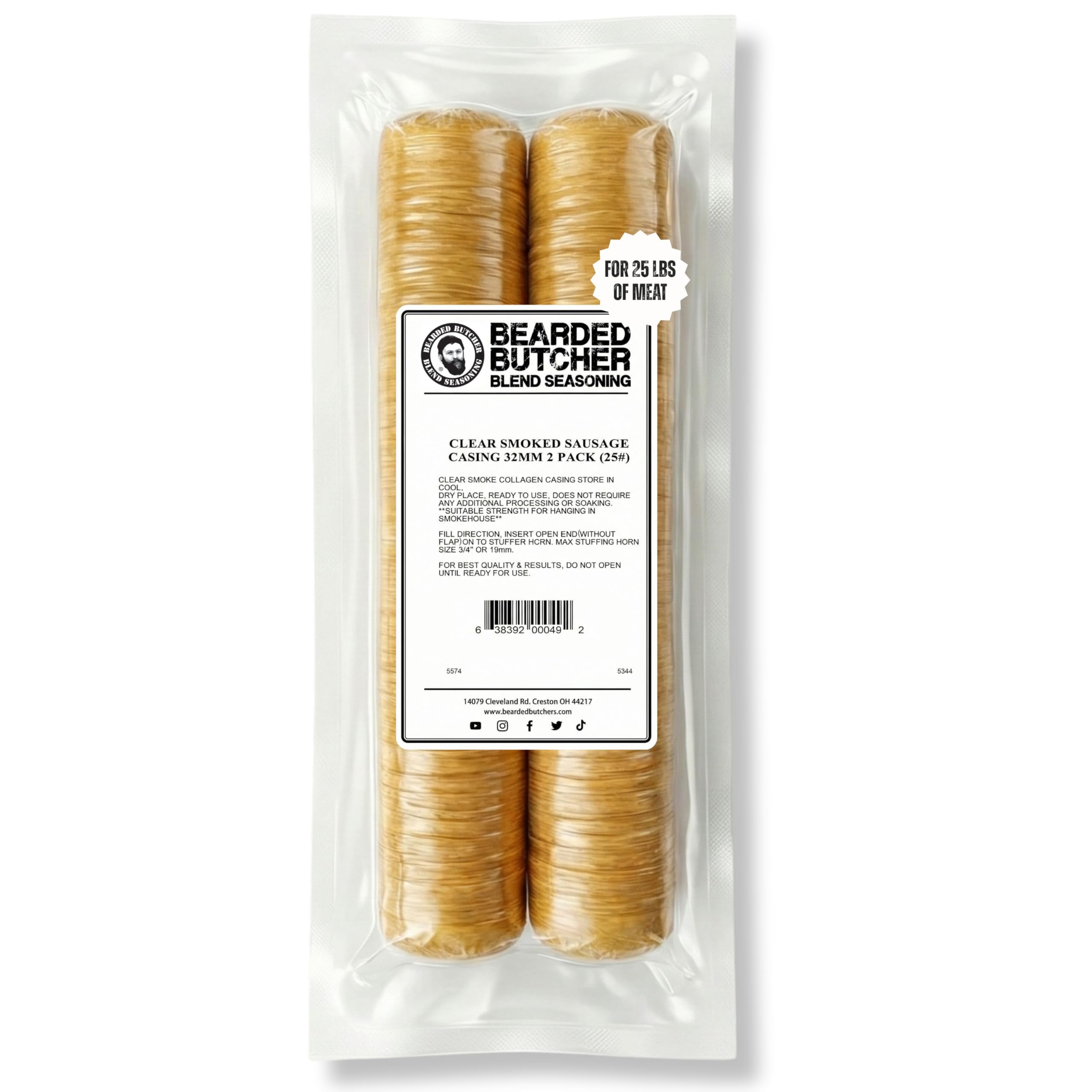Amazon.com : Bearded Butchers 32mm Clear Smoked Collagen Casings